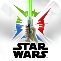 a star wars icon with a green light saber