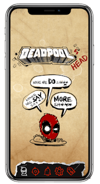 the deadpool app on an iphone displaying an image of deadpool
