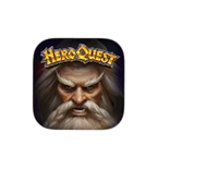 hero quest logo on a black background