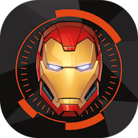 an iron man icon on a black background