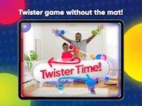 a tablet with the words twister game without the mat